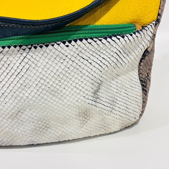 EBARRITO Blue and yellow leather shoulder bag - Picture 3 of 7